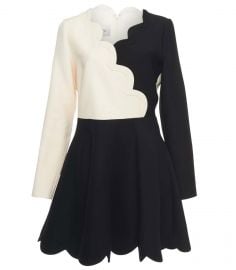 Valentino Scalloped Two-tone Wool And Silk-blend Mini Dress at Net a Porter